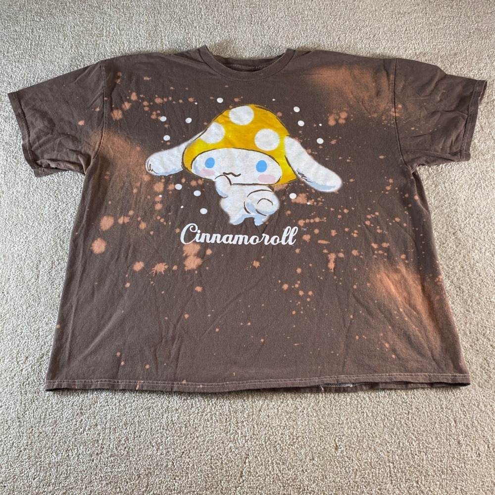 Sanrio Cinnamoroll Shirt Mens 2X Brown Bleached Mushroom Graphic Tee‎